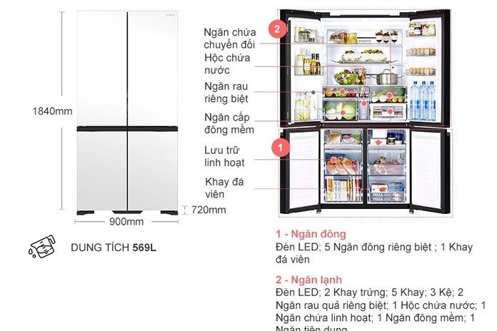 Tủ lạnh Hitachi Inverter 569 lít R-WB640VGV0X (MGW)