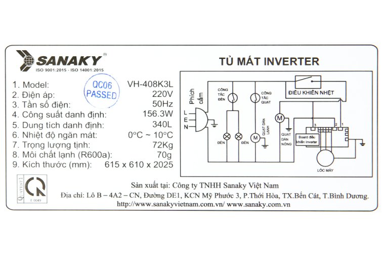Tủ mát Sanaky inverter 340 lít VH408K3L