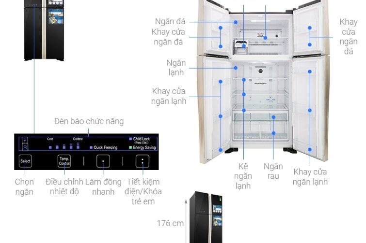 Tủ lạnh Hitachi Inverter 509L FW650PGV8(GBK)